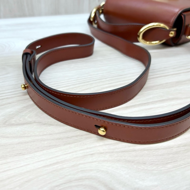 Chloe磚紅棕牛皮麂皮mini C Bag/CHC19US193A3727S-16