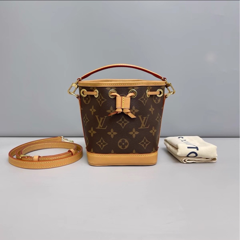 小可愛來襲😍99新Lv老花noe bb迷你抽繩小水桶包斜挎單肩包-9