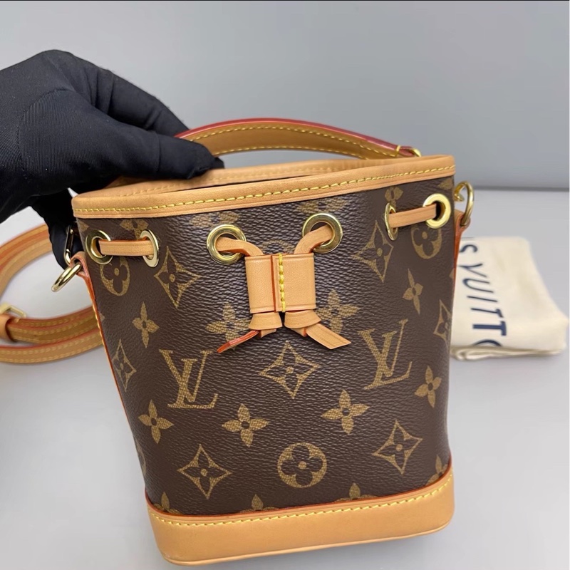 小可愛來襲😍99新Lv老花noe bb迷你抽繩小水桶包斜挎單肩包-12