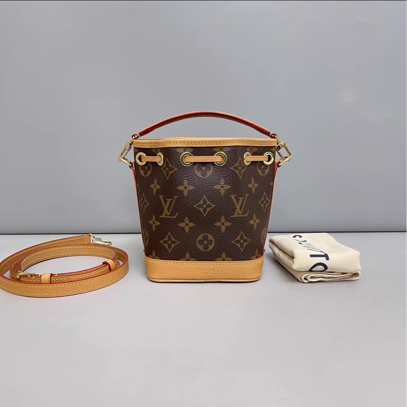 小可愛來襲😍99新Lv老花noe bb迷你抽繩小水桶包斜挎單肩包-13