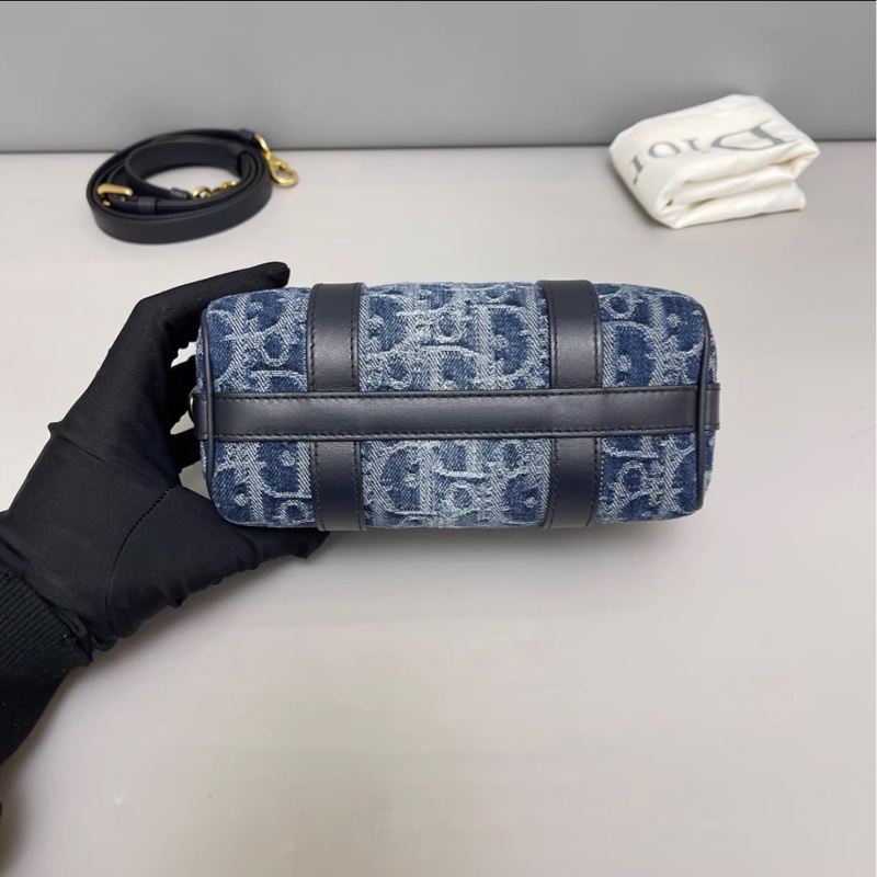 精緻千金款👑絕美極新🆕Dior迪奧老花groove迷你單寧枕頭包保齡球包斜挎手提包-13