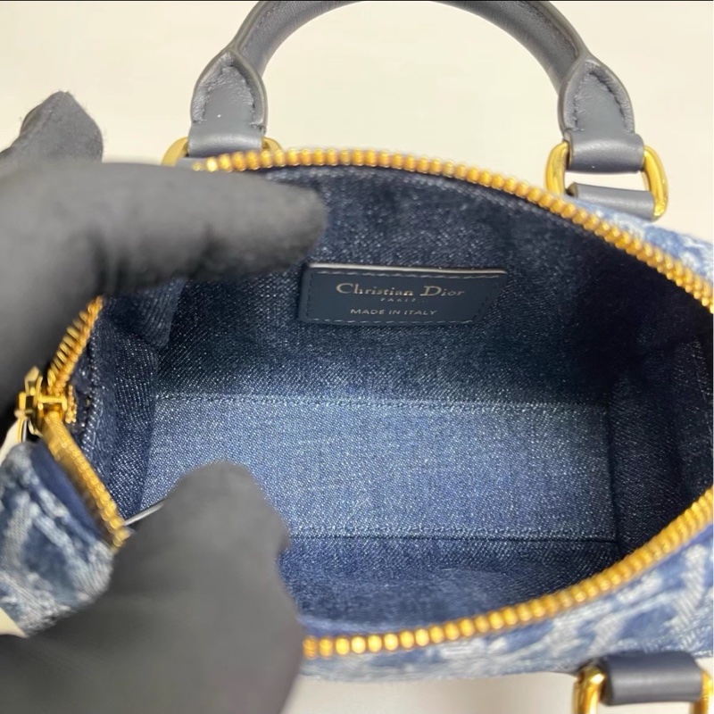 精緻千金款👑絕美極新🆕Dior迪奧老花groove迷你單寧枕頭包保齡球包斜挎手提包-16