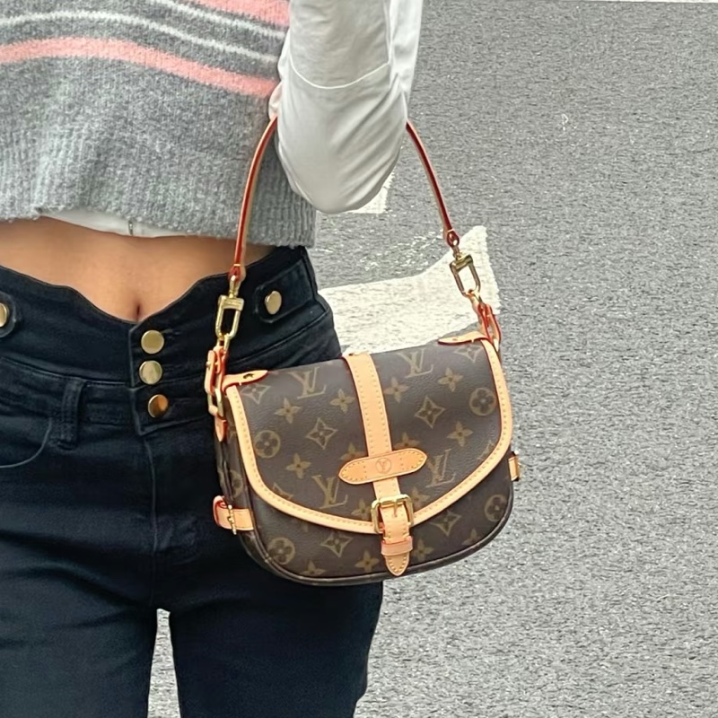 百搭高級款😻99新🈶購證💥Lv老花雙子星bb手提包斜挎單肩包-7