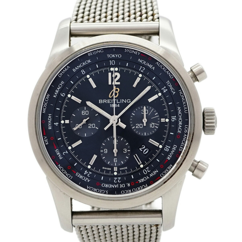 百年靈 Transocean Unitime Pilot AB0510 藍色錶盤男士腕錶-0