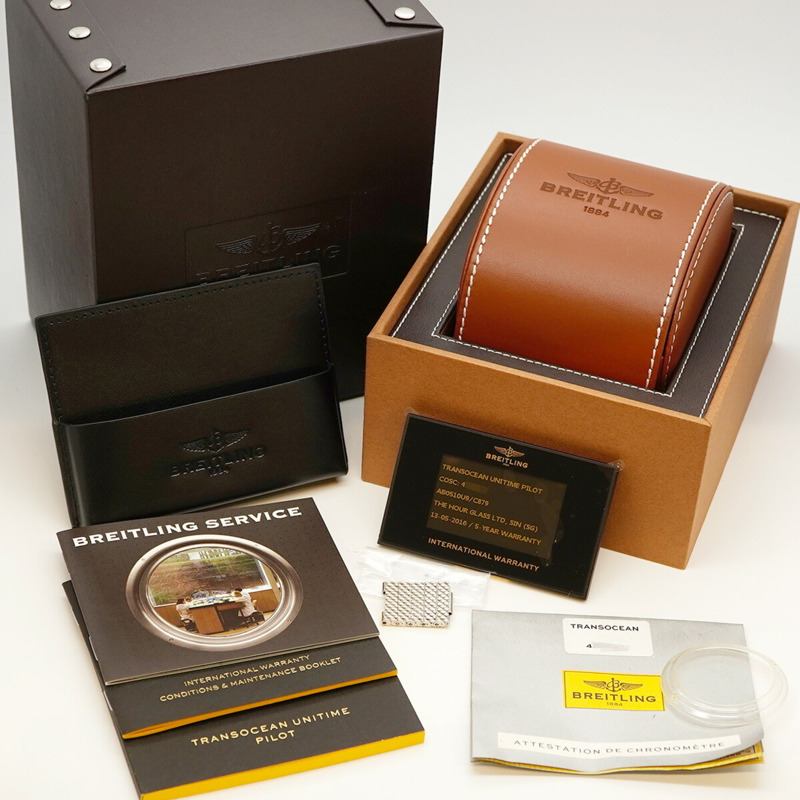 百年靈 Transocean Unitime Pilot AB0510 藍色錶盤男士腕錶-1