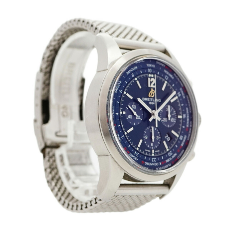 百年靈 Transocean Unitime Pilot AB0510 藍色錶盤男士腕錶-3