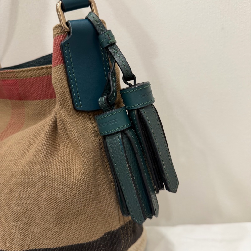 Burberry 經典格紋帆布拼皮革 子母小水桶包-20