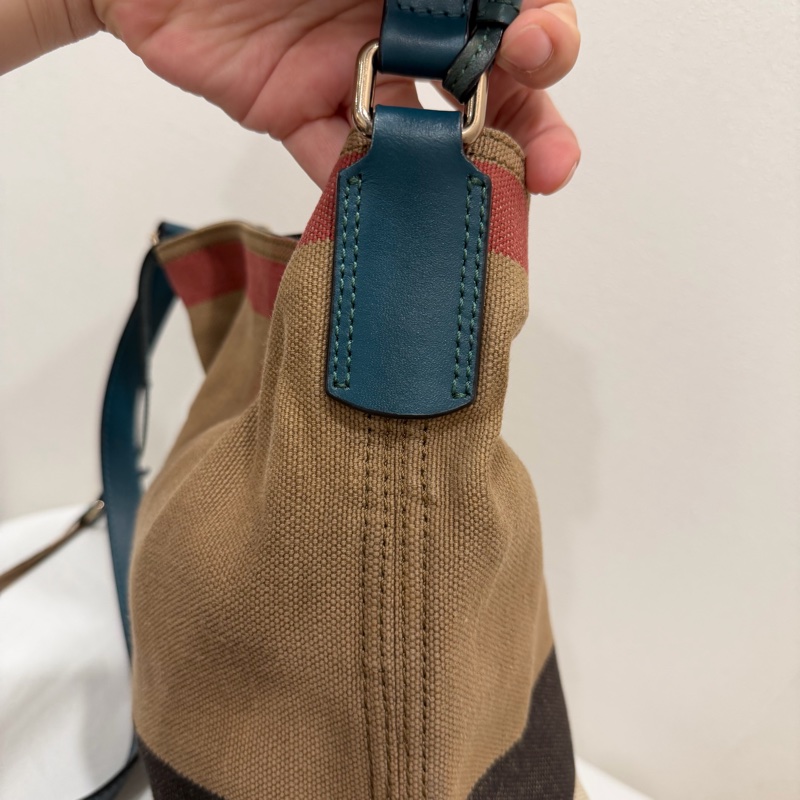 Burberry 經典格紋帆布拼皮革 子母小水桶包-30