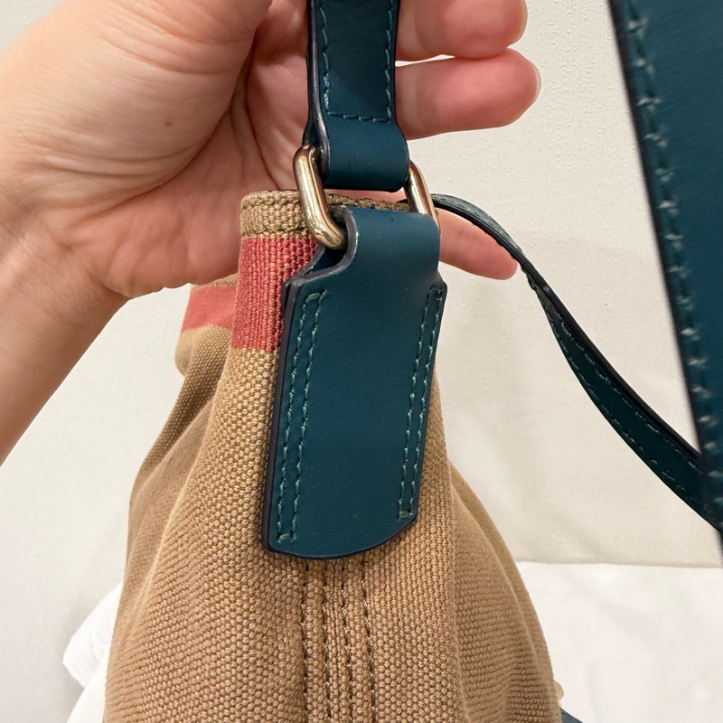 Burberry 經典格紋帆布拼皮革 子母小水桶包-31