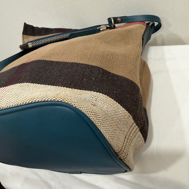 Burberry 經典格紋帆布拼皮革 子母小水桶包-40