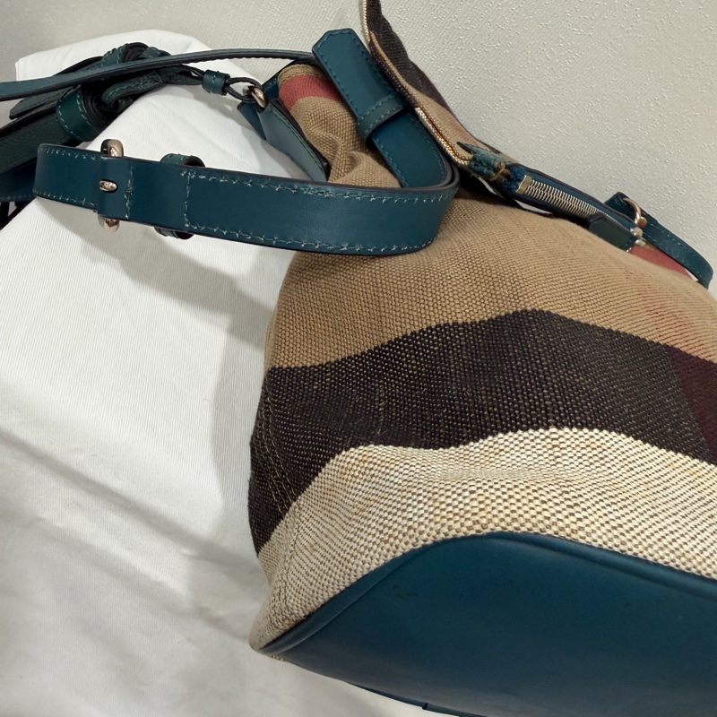 Burberry 經典格紋帆布拼皮革 子母小水桶包-41