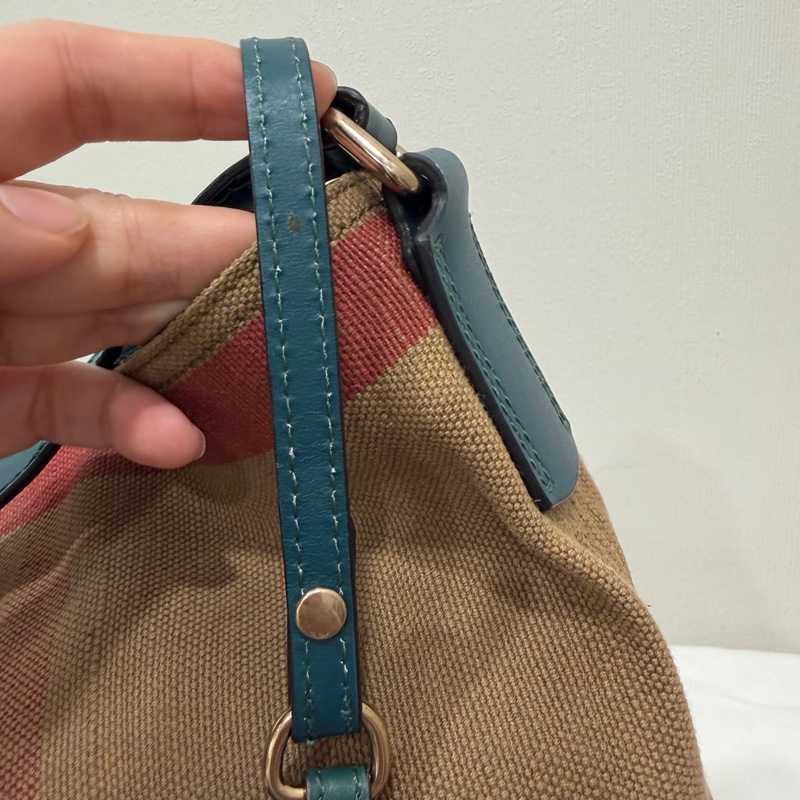 Burberry 經典格紋帆布拼皮革 子母小水桶包-49