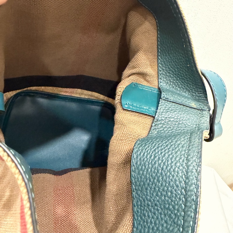 Burberry 經典格紋帆布拼皮革 子母小水桶包-52