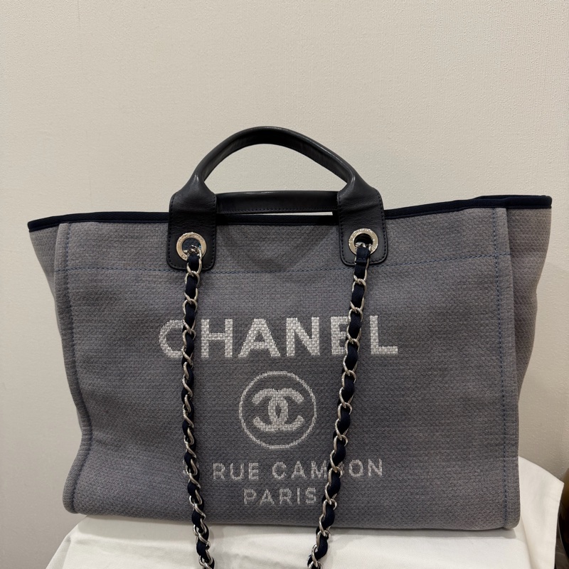 Chanel 香奈兒 手提肩背 沙灘包 藍-1