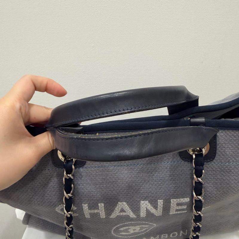 Chanel 香奈兒 手提肩背 沙灘包 藍-8