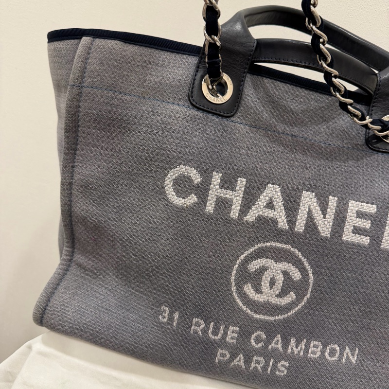 Chanel 香奈兒 手提肩背 沙灘包 藍-10