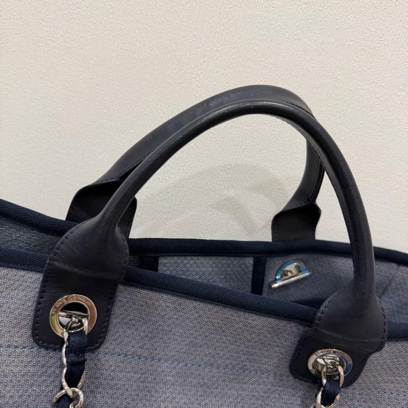 Chanel 香奈兒 手提肩背 沙灘包 藍-15