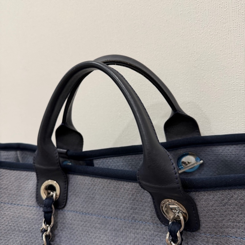 Chanel 香奈兒 手提肩背 沙灘包 藍-16