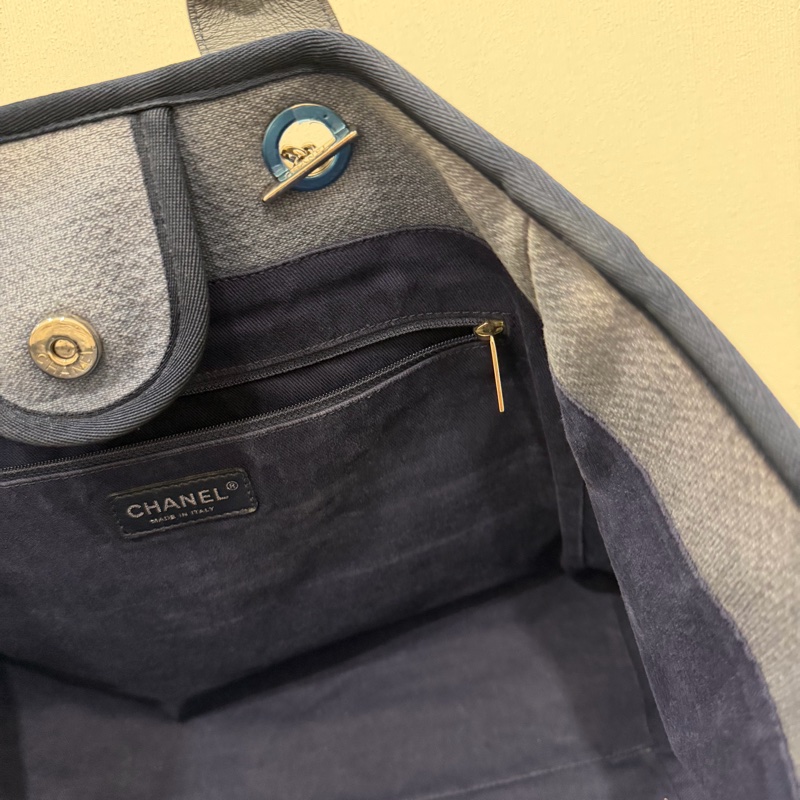 Chanel 香奈兒 手提肩背 沙灘包 藍-30