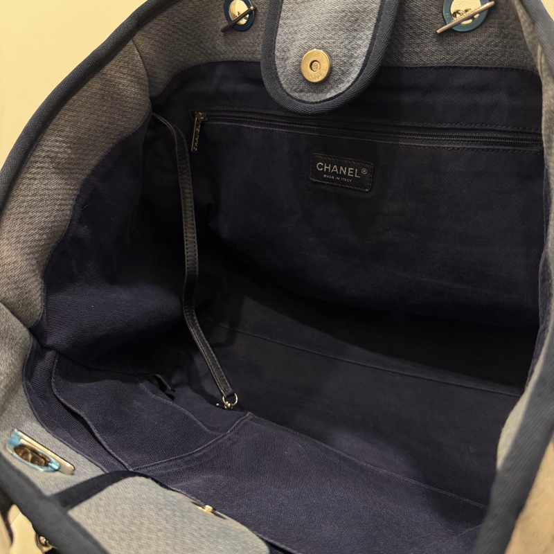 Chanel 香奈兒 手提肩背 沙灘包 藍-42