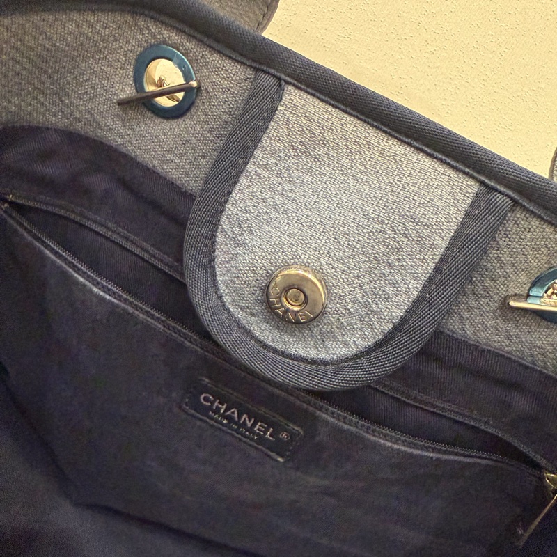 Chanel 香奈兒 手提肩背 沙灘包 藍-46