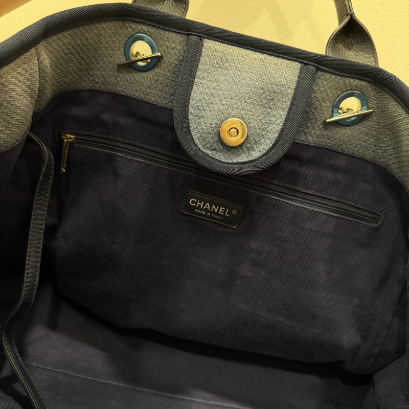 Chanel 香奈兒 手提肩背 沙灘包 藍-48