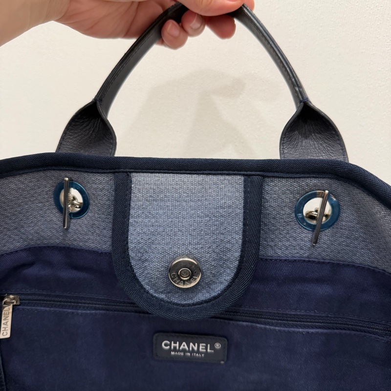 Chanel 香奈兒 手提肩背 沙灘包 藍-52