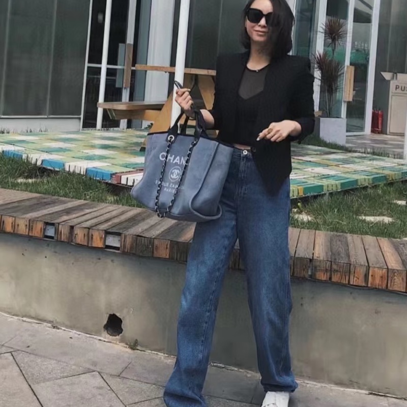 Chanel 香奈兒 手提肩背 沙灘包 藍-55