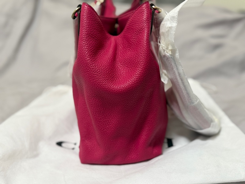 COACH 35983 桃紅色荔枝紋 手提包-3