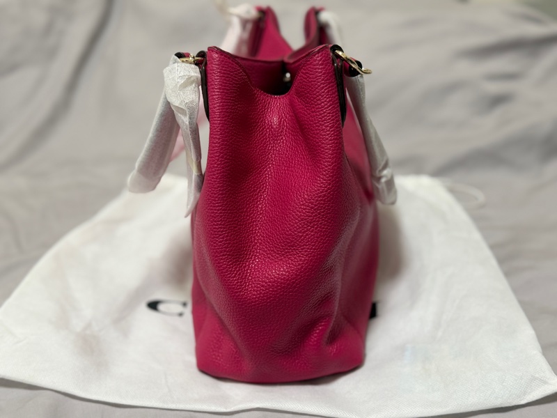 COACH 35983 桃紅色荔枝紋 手提包-4