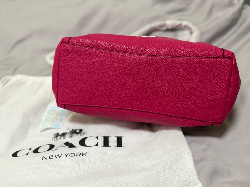 COACH 35983 桃紅色荔枝紋 手提包-5