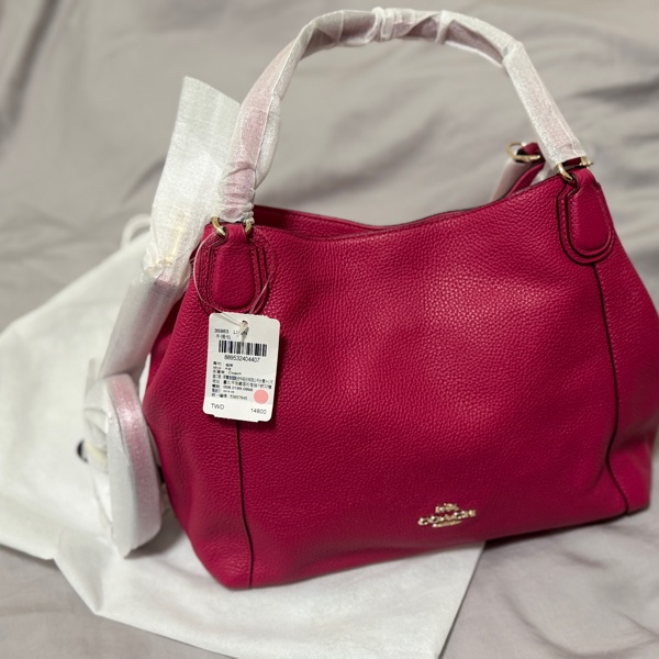 COACH 35983 桃紅色荔枝紋 手提包-6