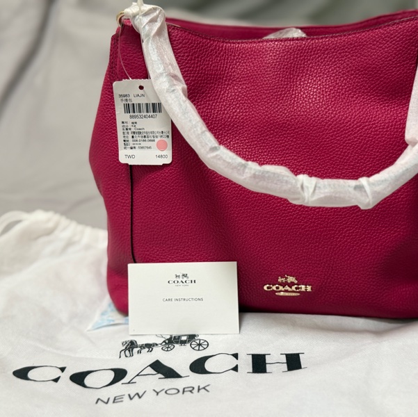 COACH 35983 桃紅色荔枝紋 手提包-13