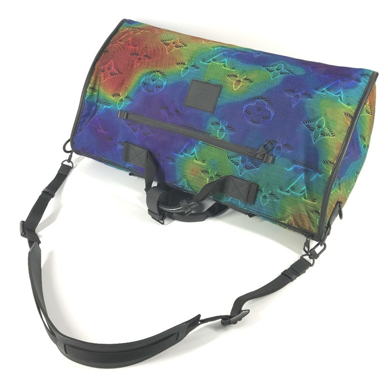 路易威登 M44939 Monogram Keepall Bandouliere 雙面旅行包 50 公升 2WAY 肩背旅行包 波士頓包 皮革尼龍 男女款 灰色-6