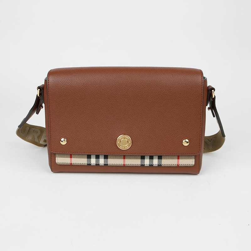 BURBERRY 復古格紋皮革Note斜背包 8021111-1