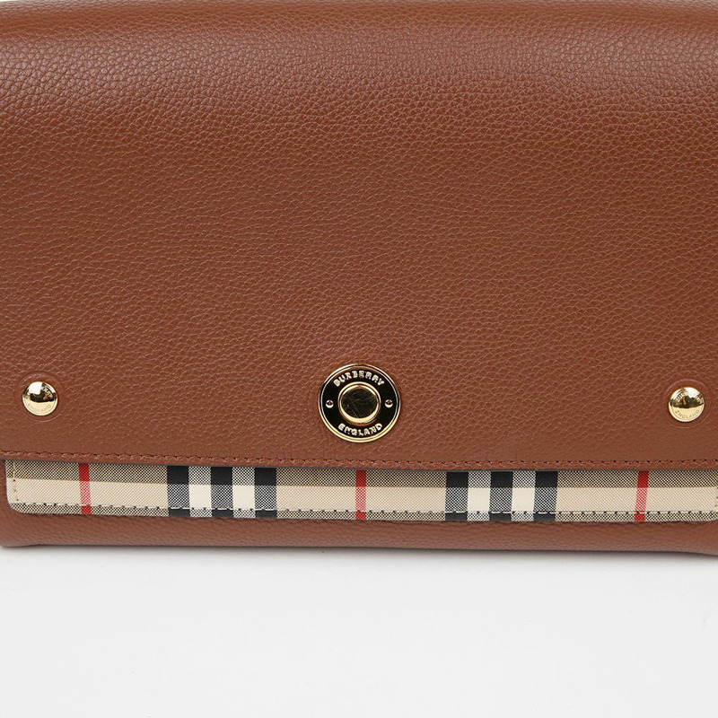 BURBERRY 復古格紋皮革Note斜背包 8021111-2