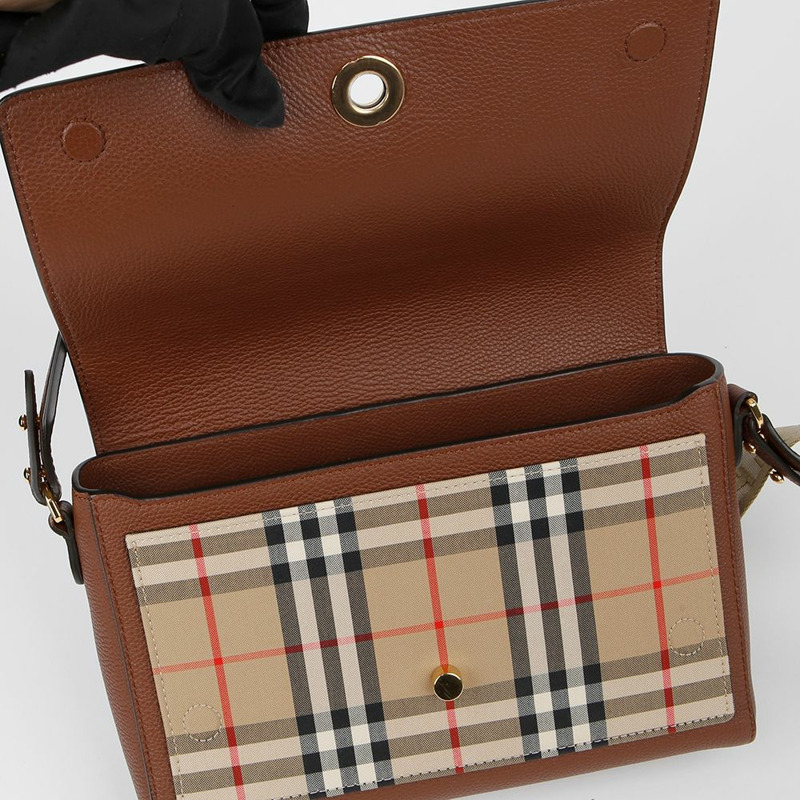 BURBERRY 復古格紋皮革Note斜背包 8021111-8