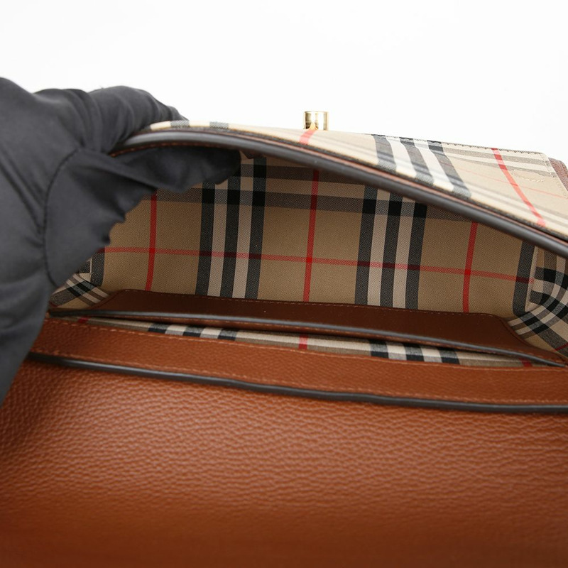 BURBERRY 復古格紋皮革Note斜背包 8021111-9