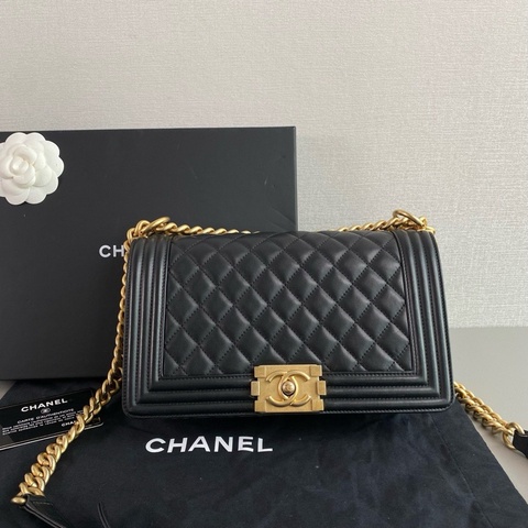 Chanel LeBoy 中號｜黑金牛皮 × 98新 × 26開 × 有卡