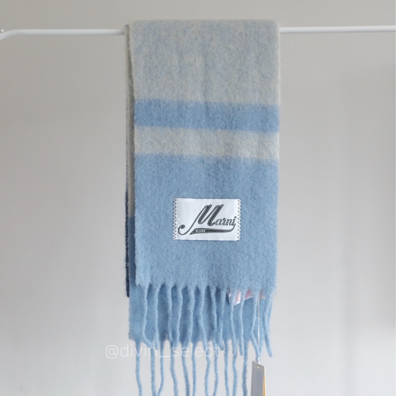 Marni logo patch scarf 馬海毛羊毛混紡圍巾-0