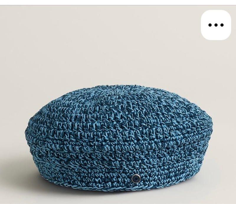 Hermès 淺藍色/海軍藍色編織貝雷帽Gemma Beret-1