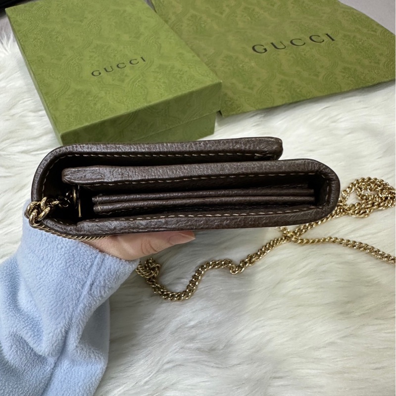 GUCCI Ophidia 滿版 老花Logo 鏈背包-3