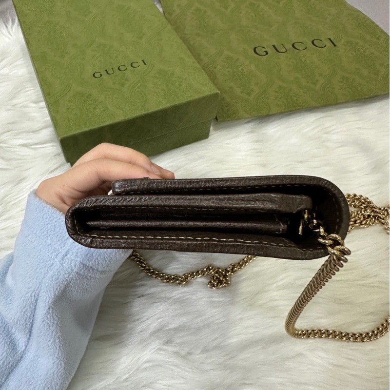 GUCCI Ophidia 滿版 老花Logo 鏈背包-4