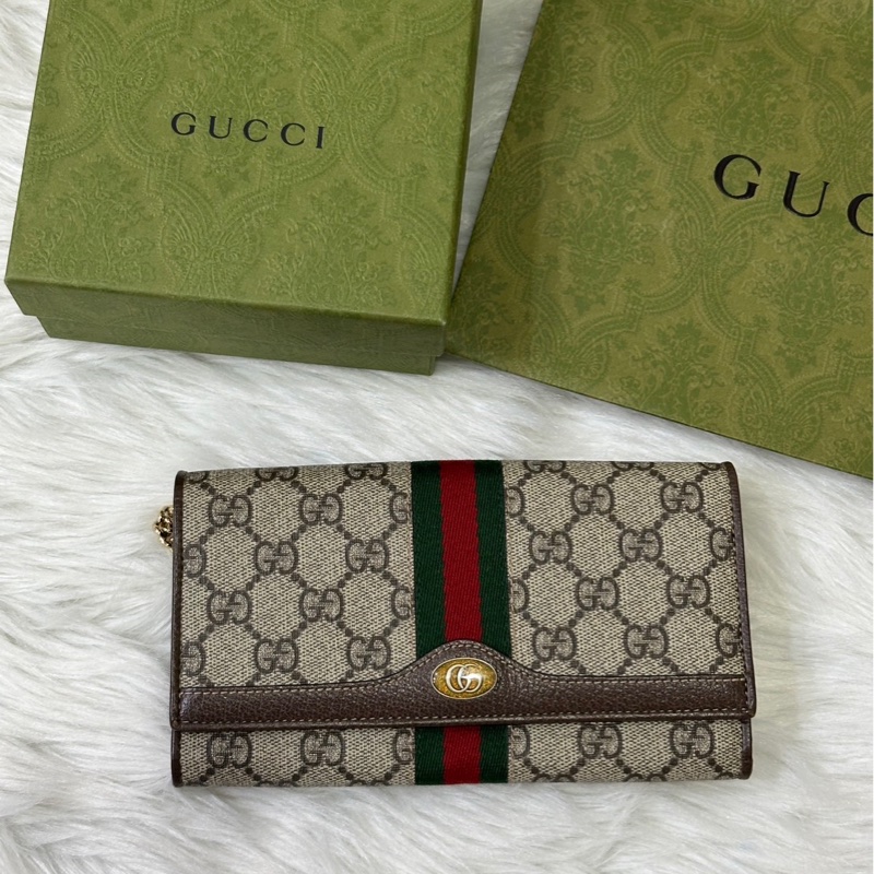GUCCI Ophidia 滿版 老花Logo 鏈背包-11