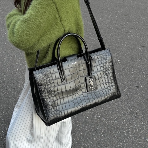 （超新💝） YSL 聖羅蘭 全黑鱷魚紋 托特+手提+斜背包 專櫃13.6萬！