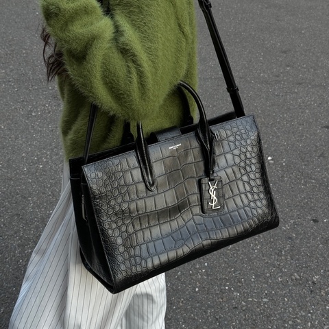 （超新💝） YSL 聖羅蘭 全黑鱷魚紋 托特+手提+斜背包 專櫃13.6萬！