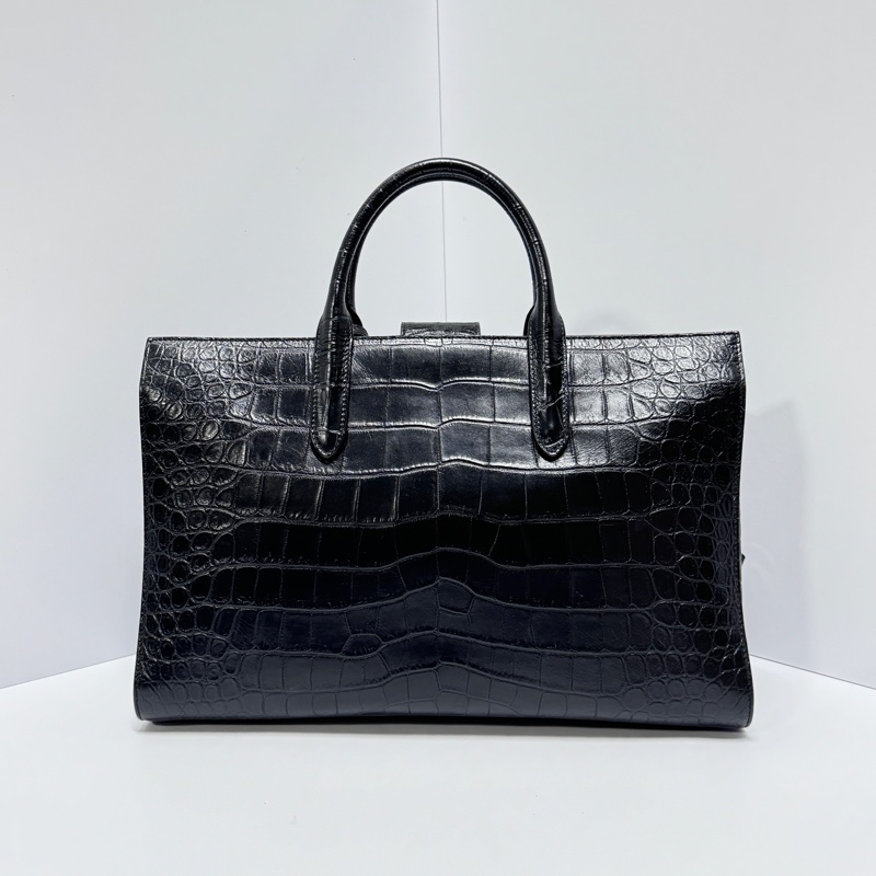 (超新💝) YSL 聖羅蘭 全黑鱷魚紋 托特+手提+斜背包 專櫃13.6萬!-11