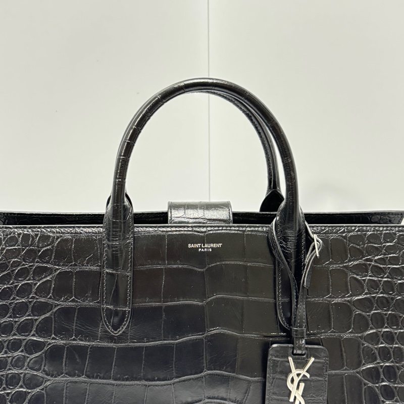 (超新💝) YSL 聖羅蘭 全黑鱷魚紋 托特+手提+斜背包 專櫃13.6萬!-14