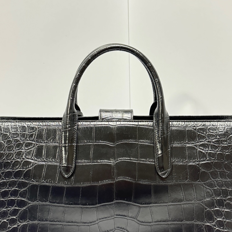 (超新💝) YSL 聖羅蘭 全黑鱷魚紋 托特+手提+斜背包 專櫃13.6萬!-15