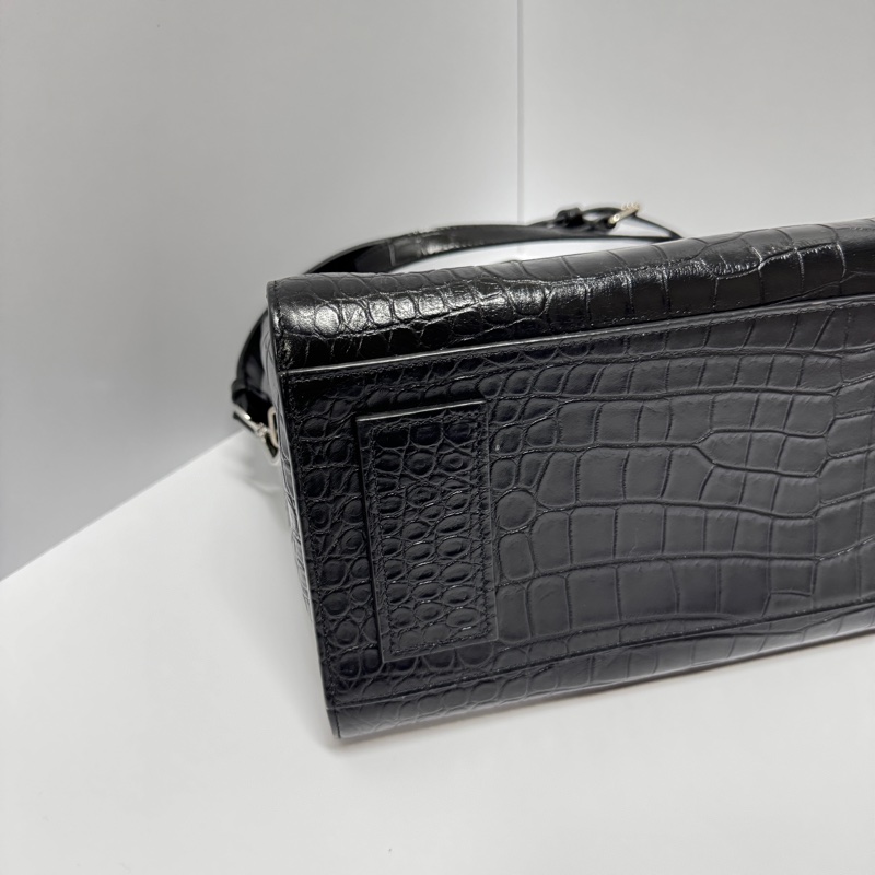 (超新💝) YSL 聖羅蘭 全黑鱷魚紋 托特+手提+斜背包 專櫃13.6萬!-22